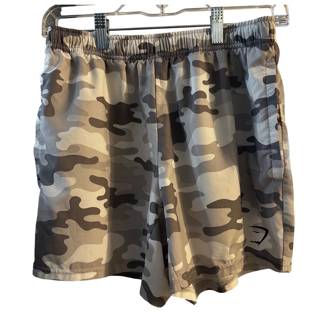 Gymshark Grey Camo Athletic Shorts Womens Small A2A1M Grey White Camouflage